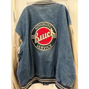 VTG Swingster Buick Grunge Motorhead Blue Collar Denim Bomber Jacket Men XXL